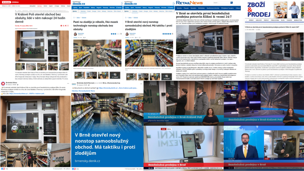 Náhled mediálních výstupů o prodejně Klikni & Vezmi 24/7 v Brně